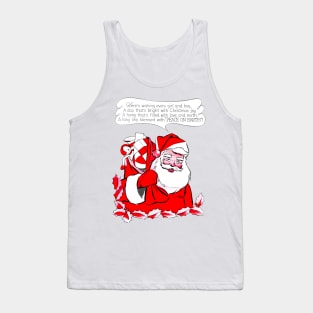 Santa Claus wishing Merry Christmas and peace in the world Retro Vintage Comic Tank Top